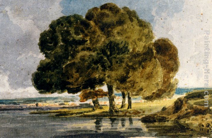 Trees On A Riverbank painting - Thomas Girtin Trees On A Riverbank art painting